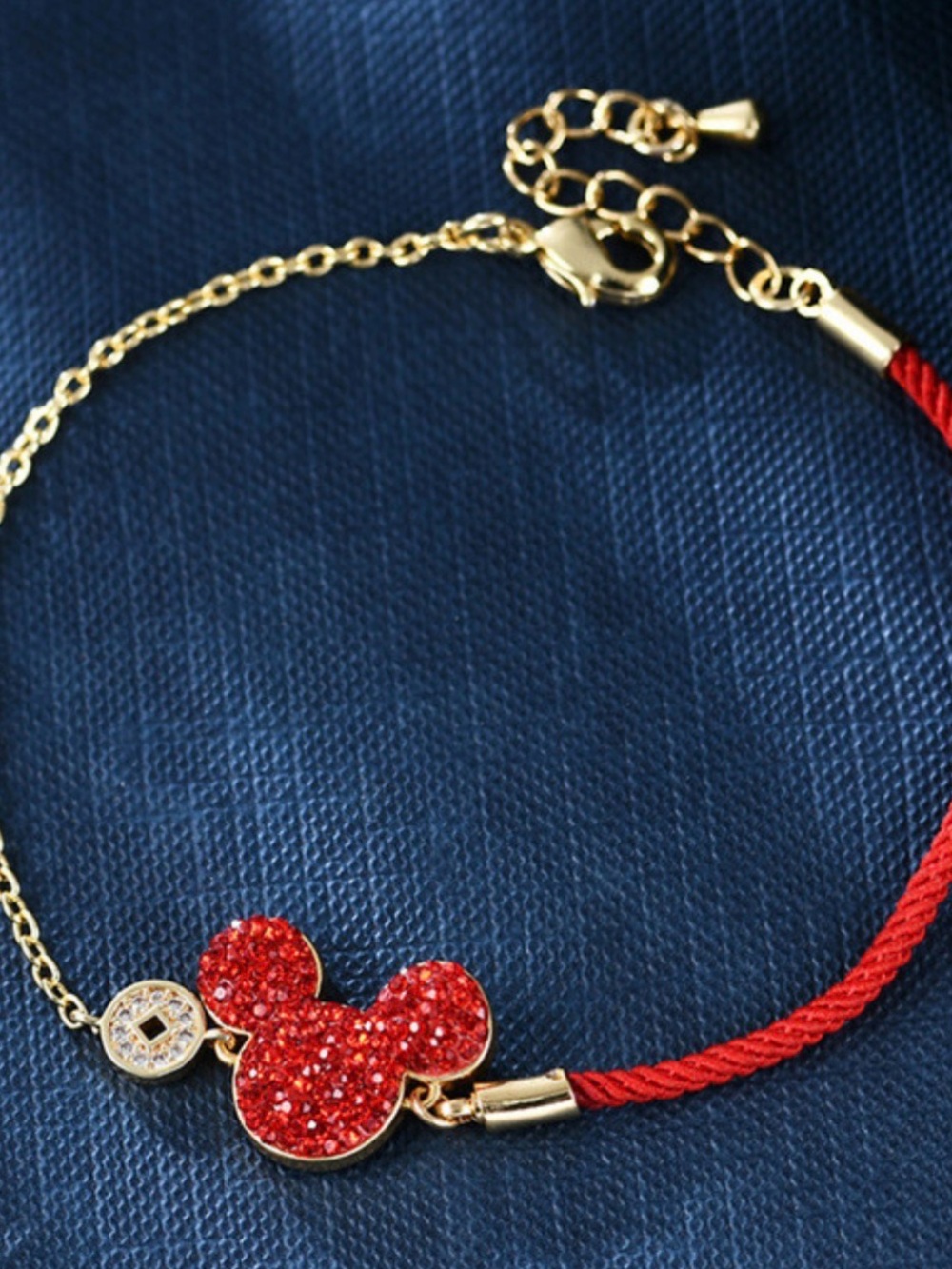 Disney Red Crystal Mouse-Silhouette Bracelet with Gold Accents - Picture 3 of 5